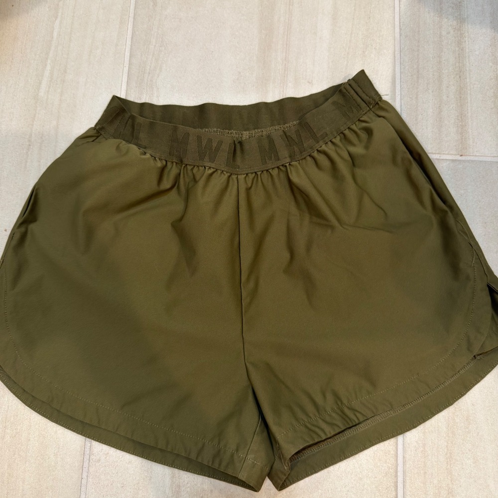 Madewell MWL Womens Olive Green Active Shorts Small Elastic Waist Side Pockets